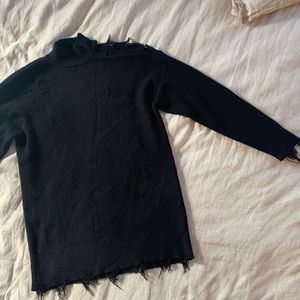 Black Frayed Sweater